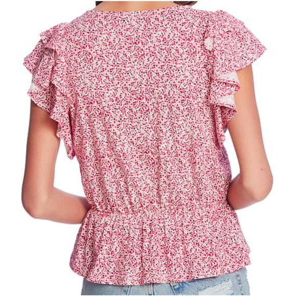1.State Floral Ditsy Cross Front Peplum Blouse - Picture 2 of 8